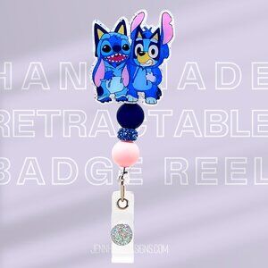 Stitch Blue Dog Onesie Badge Reel | Nurse | Teacher